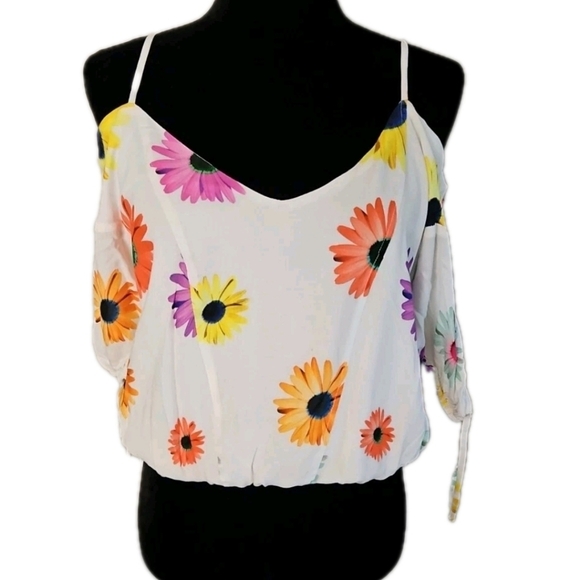 Desigual Womens Short Gathered Floral Blouse M - Picture 4 of 16